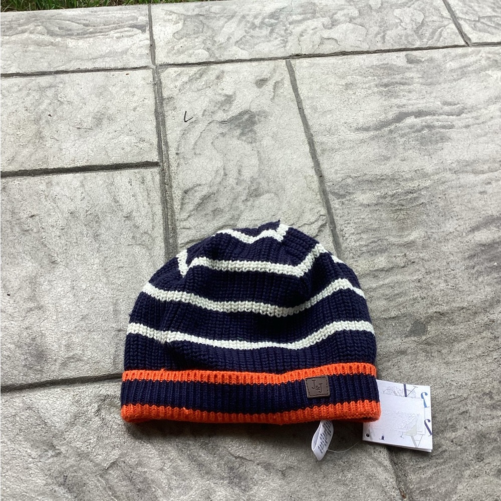 Janie & Jack Boys Navy | White | Orange Winter Hat size: 2t/3t